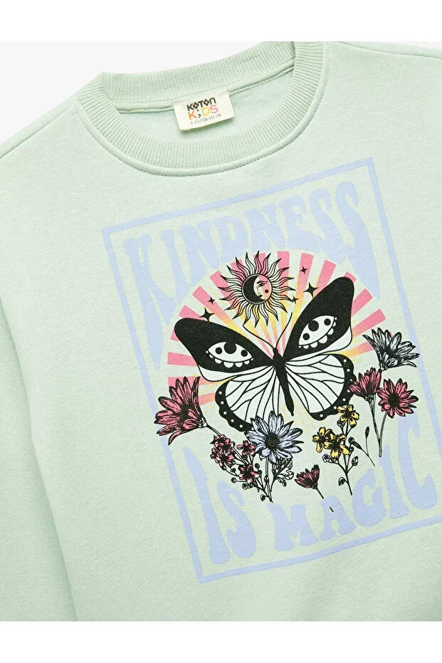 Детские свитшот с принтом для девочек Koton, Multicolor — фото 3