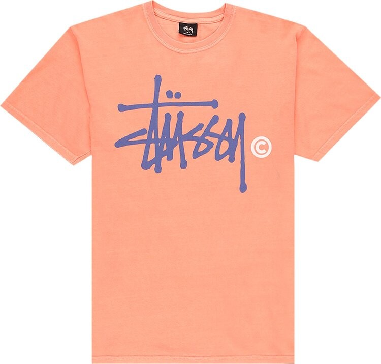 

Футболка Stussy Basic Logo Pig. Dyed Tee 'Neon Orange', оранжевый