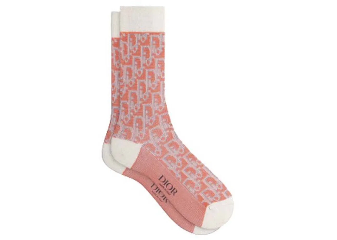 Мужские носки с принтом Dior Oblique Socks Dior, White/Coral