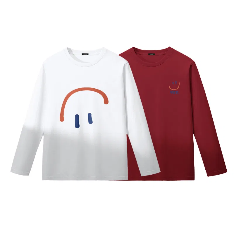 Детское футболка унисекс с принтом MINISO, Цвет: [2 Pack] White (Ma Diantai Smile)+Burgundy (Ma Diantai Chest Logo)