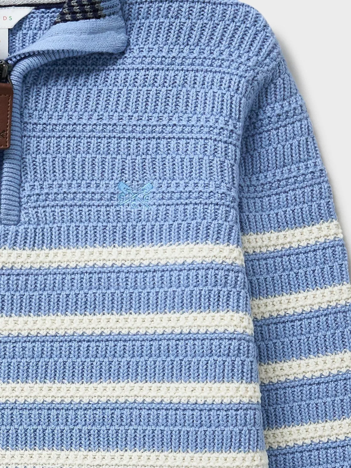 Свитер с полузастежкой-молнией, полосатый Crew Clothing, голубой — фото 3