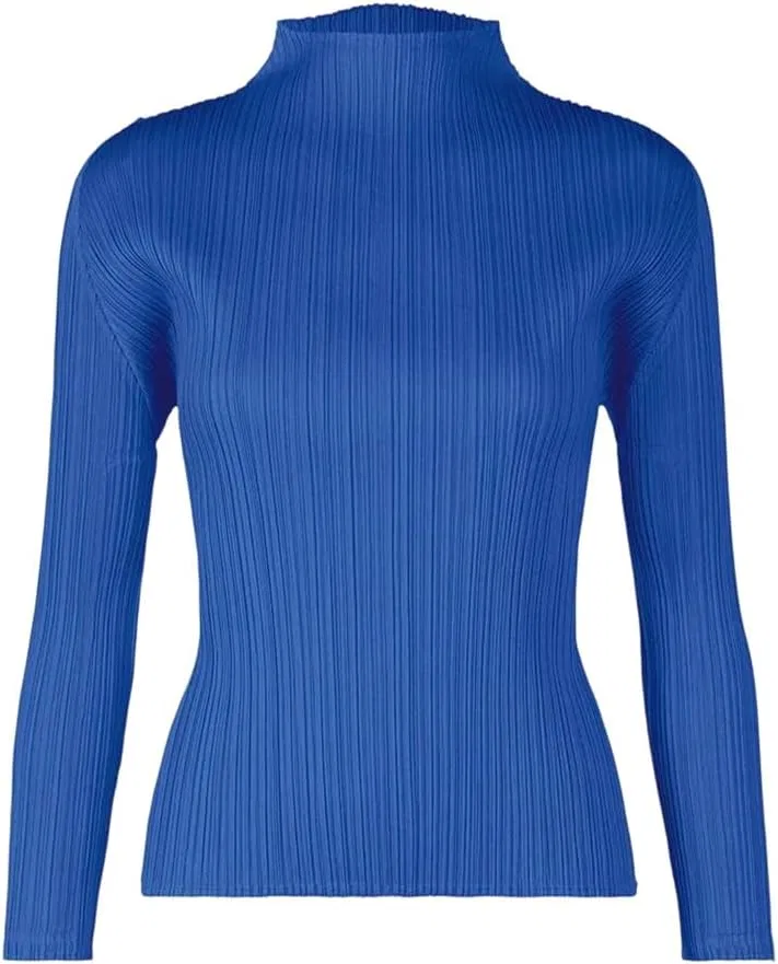 Женская длинная водолазка с плиссе Casual Top, Blue