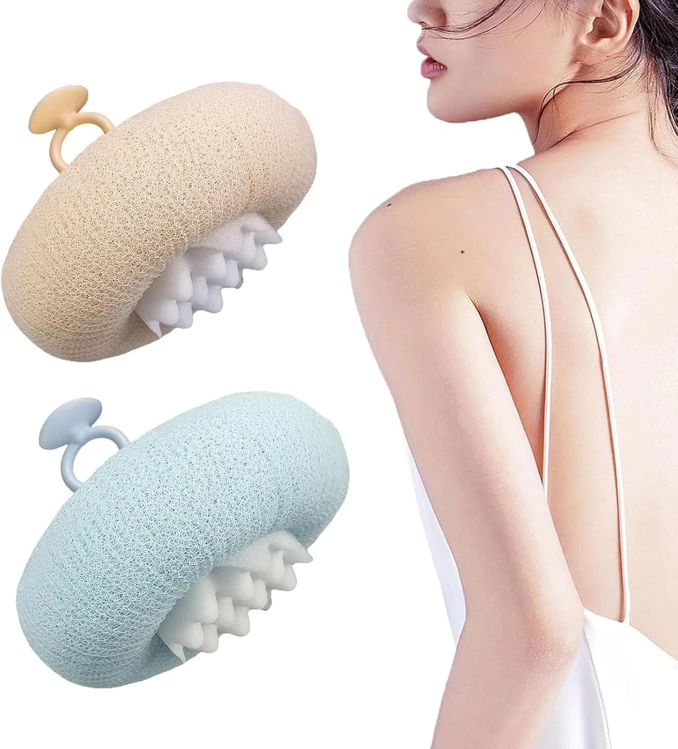 Мочалка для душа Sunflower, Gahwa, 1 шт, Beige + Blue