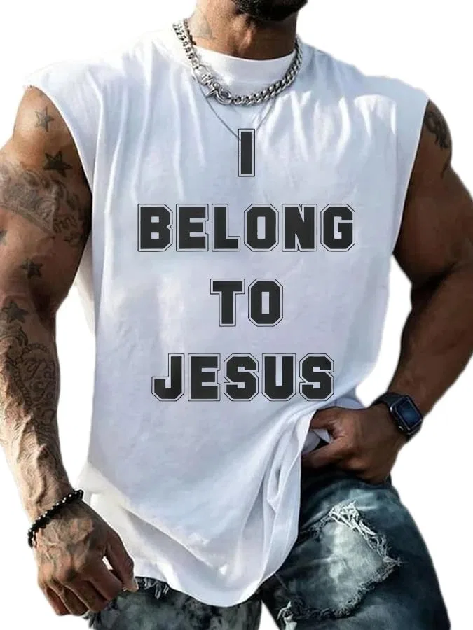 Мужская майка с принтом I Belong to Jesus, белый