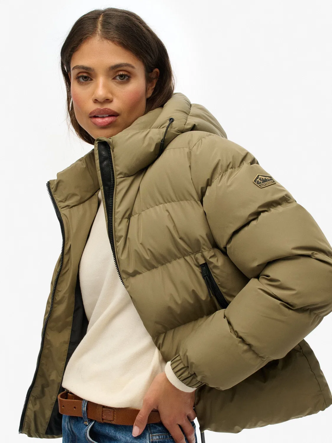Пуховик спортивный с капюшоном Superdry Green