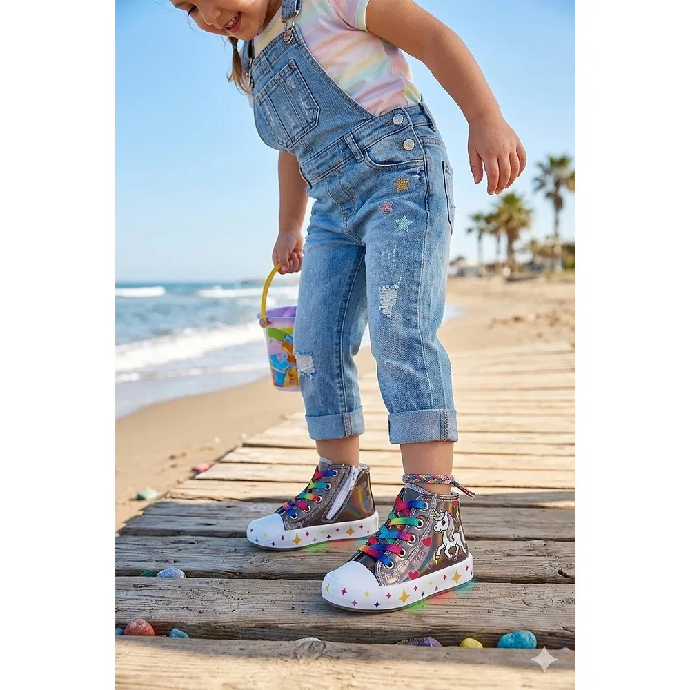 Детские спортивные кроссовки для девочек с подсветкой и молнией Pames Unicorn Kiko Kids — фото 3