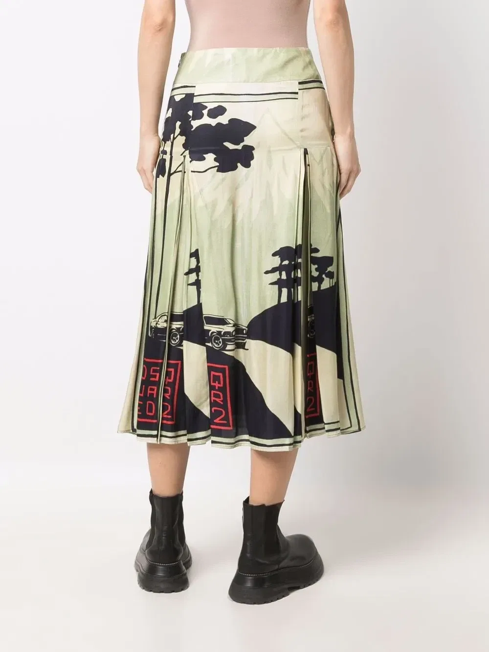 Юбка с графичным принтом и складками Dsquared2, зеленый — фото 4