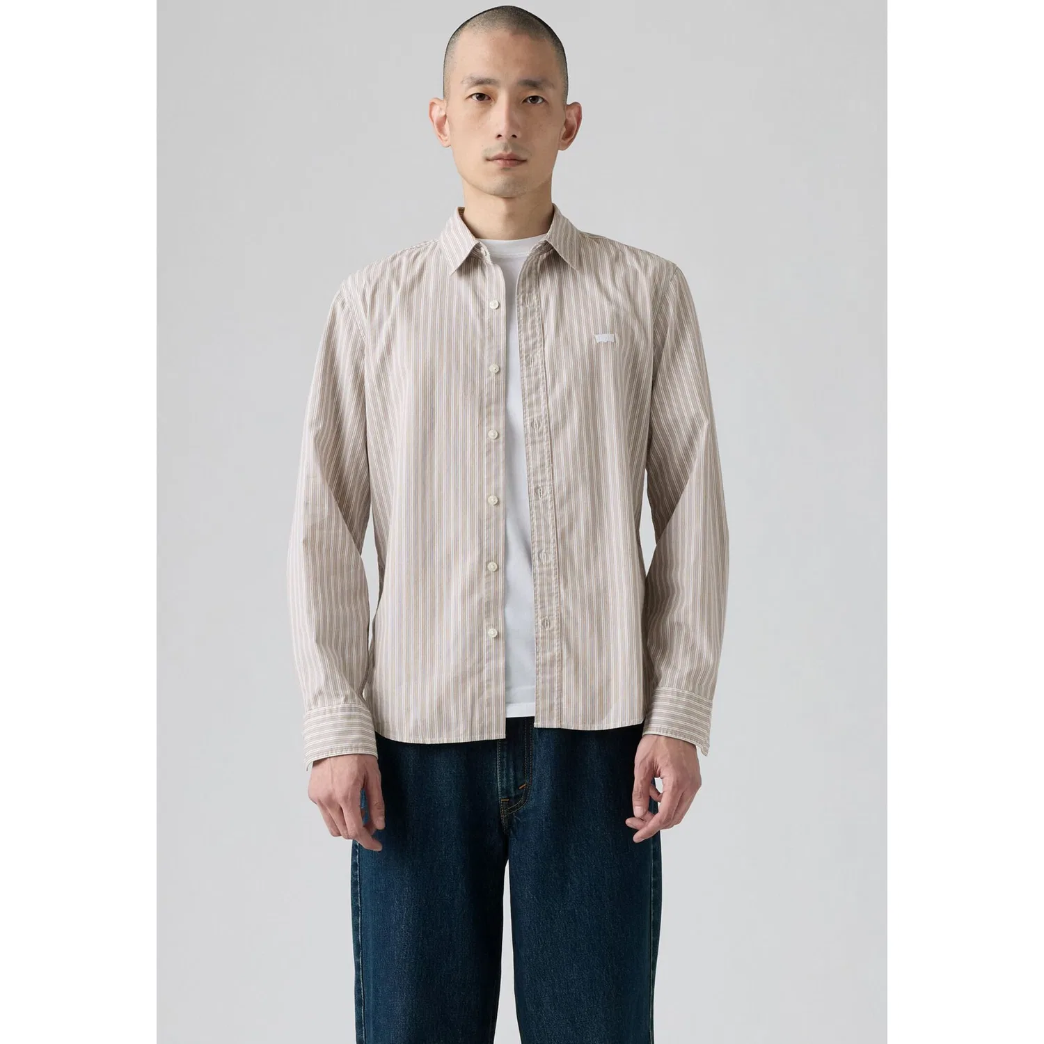 Мужская джинсовая рубашка с длинным рукавом slim fit Levi's, Rory Stripe Bright White