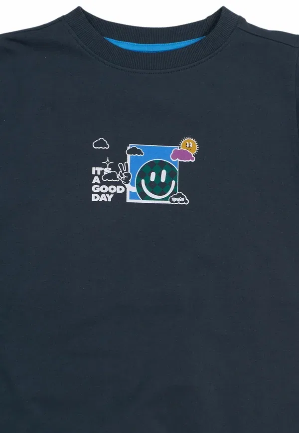 Спортивный джемпер с принтом Smiley Phillip The New, темно-синий Blazer — фото 3
