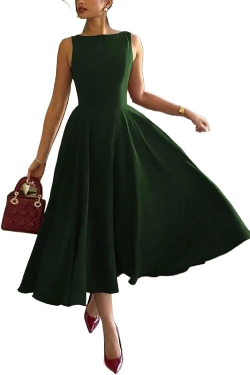 Женское летнее мини-платье с открытой спиной Elegant, Dark Green