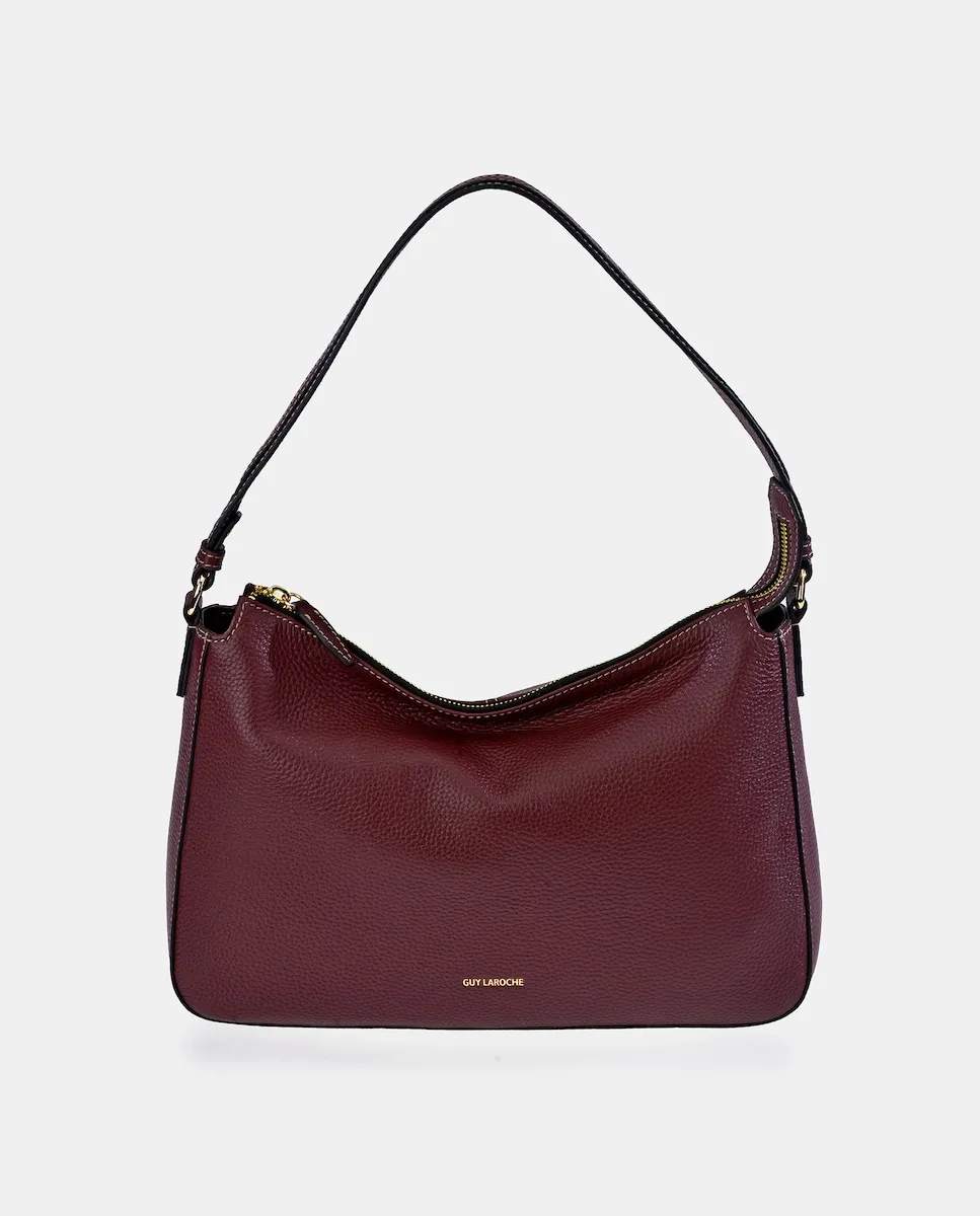 

Кожаная сумка-хобо с ручкой и плечевым ремнем Guy Laroche, бордовый
