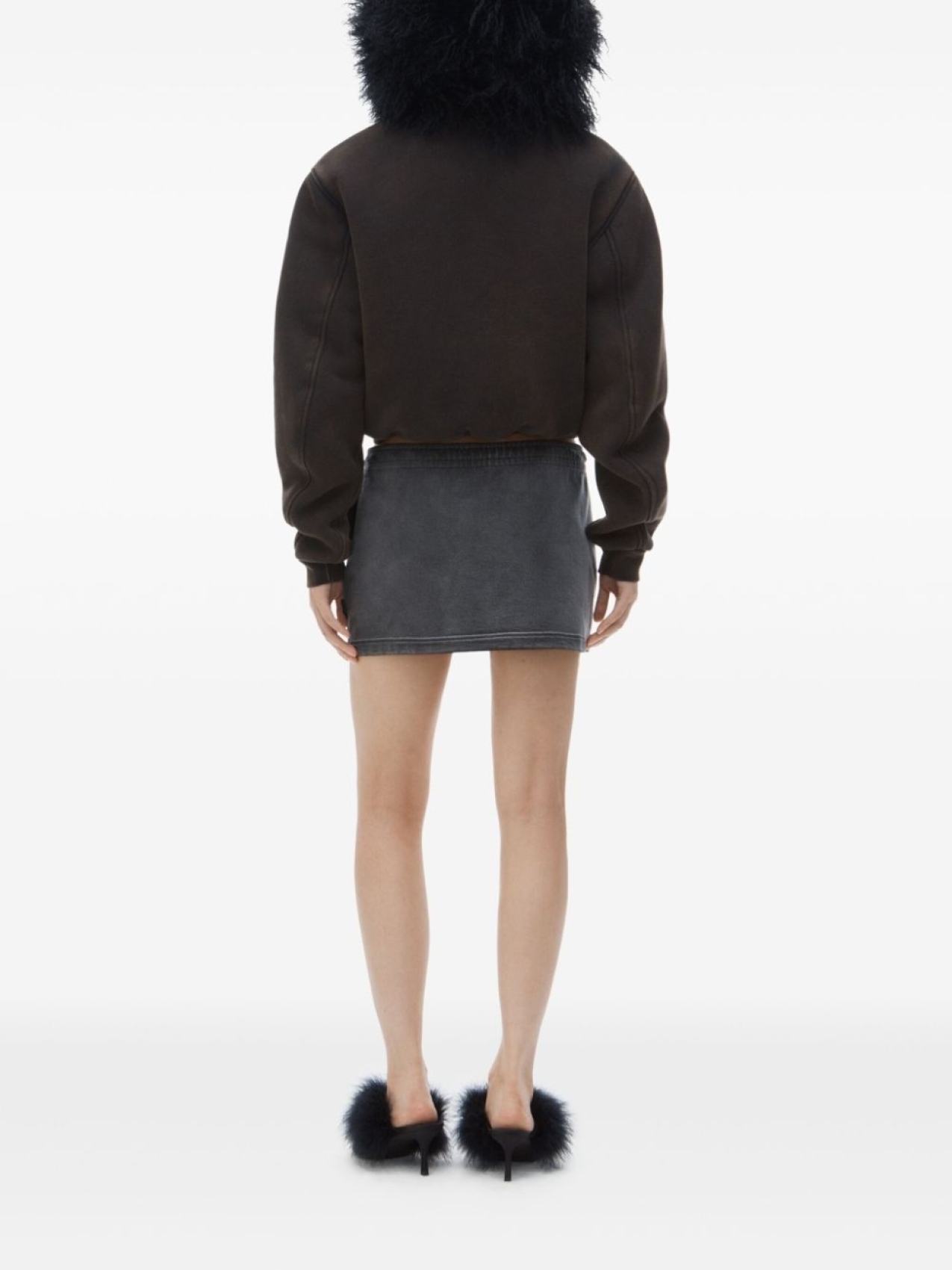 Alexander Wang юбка мини с кулиской, серый — фото 3