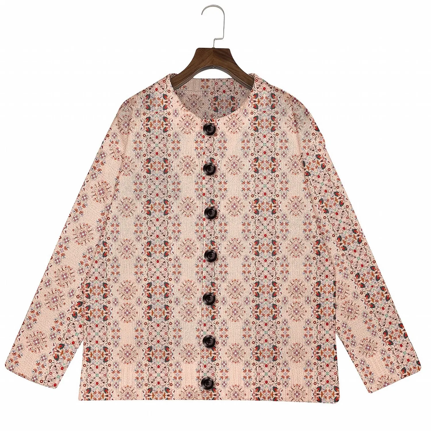 Женский кардиган с принтом Vintage Floral Print, Beige — фото 3