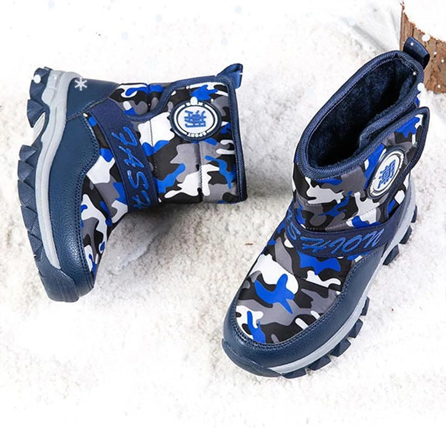 Детские зимние ботинки с принтом камуфляж Boys Camouflage Snow Boots, Blue — фото 2