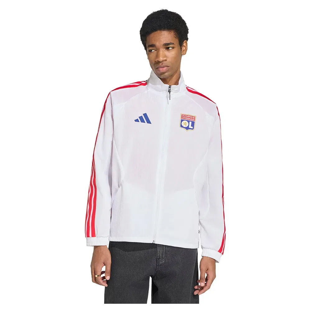 Мужская куртка с высоким воротником Olympique De Lyon Home Anthem Adidas, White