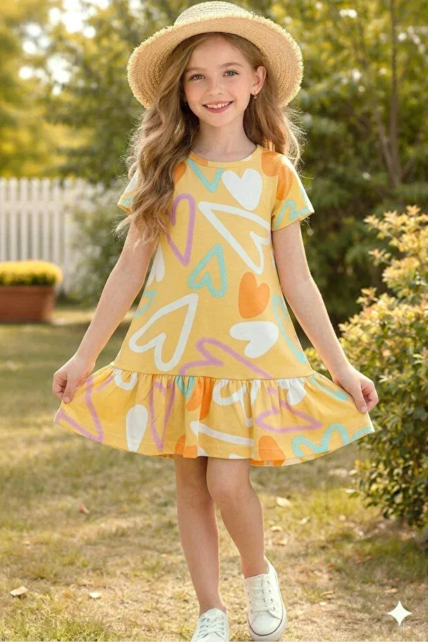 Детское платье для девочек с принтом Summer Dress Hn Sport, Yellow