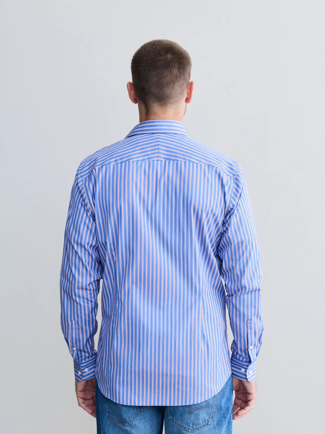 Рубашка Slim Fit с синей полоской Next, синяя полоска — фото 4