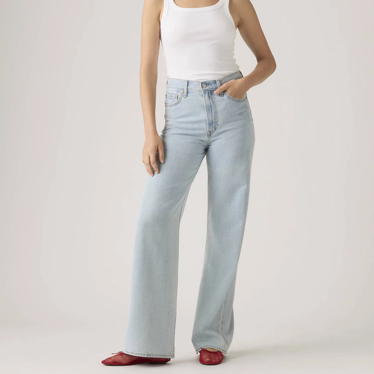Женские джинсы широкие Medium Washed Levis — фото 3