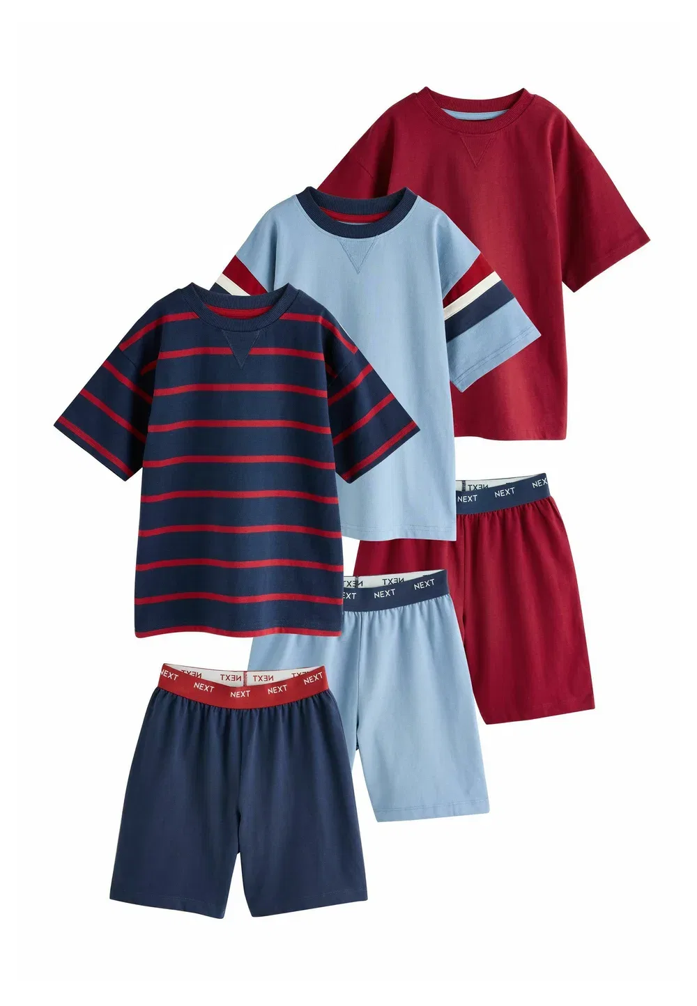 Комплект из 3 коротких пижамных комплектов Next, Red Blue Navy — фото 2