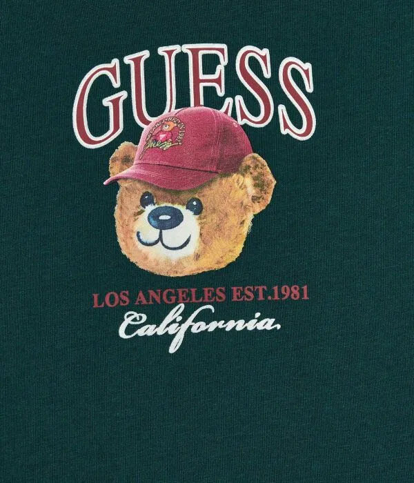 Детская футболка с круглым вырезом Guess, Verde Bottiglia — фото 4