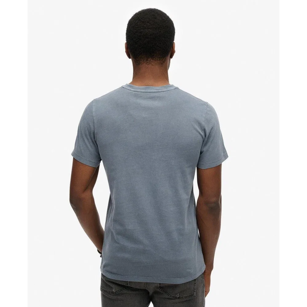 Мужская хлопковая футболка с нагрудным карманом Classic Essential Superdry, BLAU — фото 2