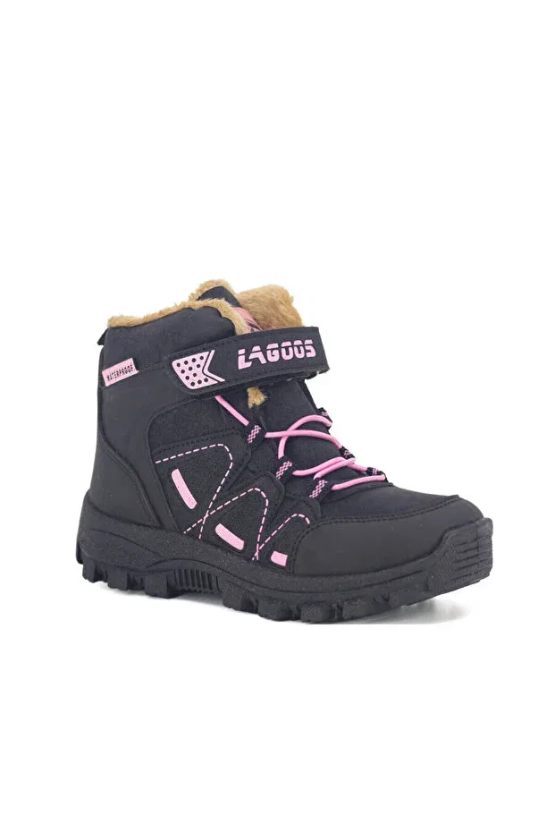 Детские ботинки для девочек водонепроницаемые Lagoos, Black-Pink