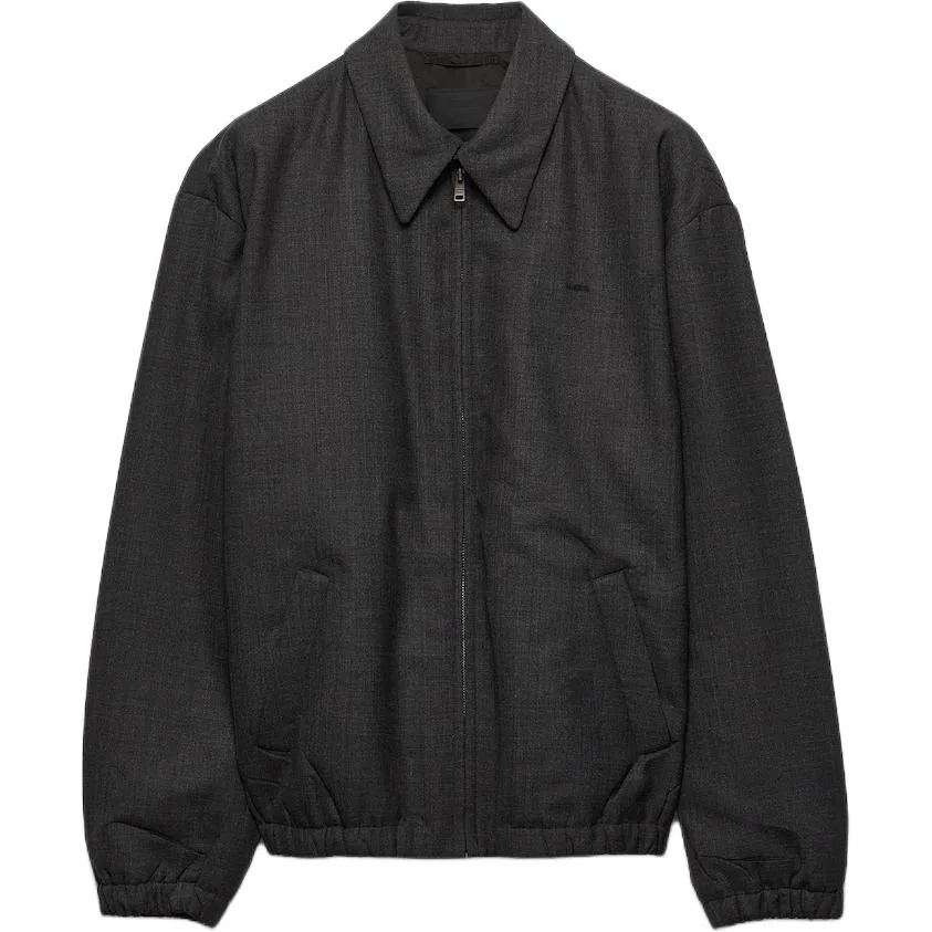 Мужская куртка с вышивкой Coal Gray PRADA