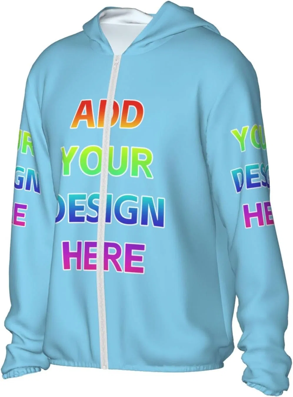 Женская и женская UV-защитная футболка с капюшоном Custom, Sky Blue — фото 3