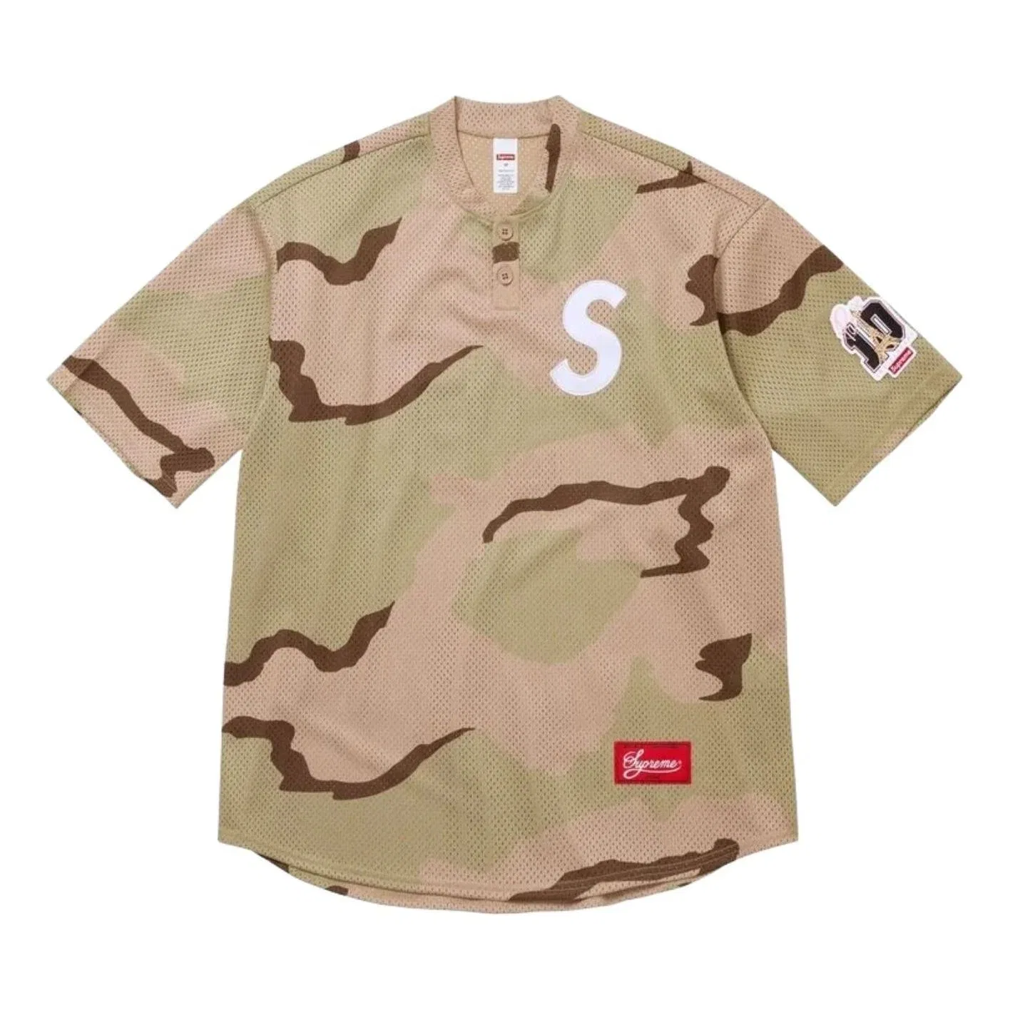 Мужская футболка-поло с длинным рукавом и камуфляжным принтом Supreme, цвет Tan