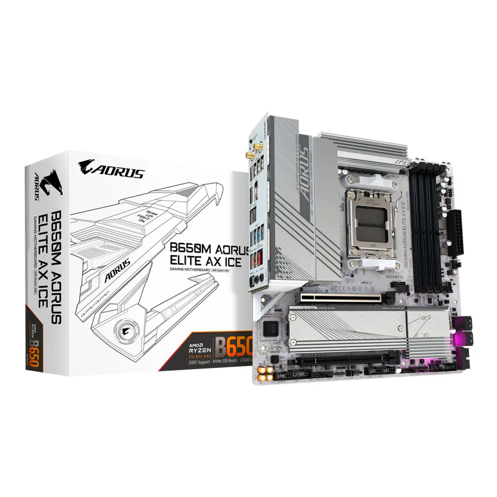 Материнская плата Gigabyte B650M AORUS ELITE AX ICE, AM5, DDR5, Wi-Fi — фото 2