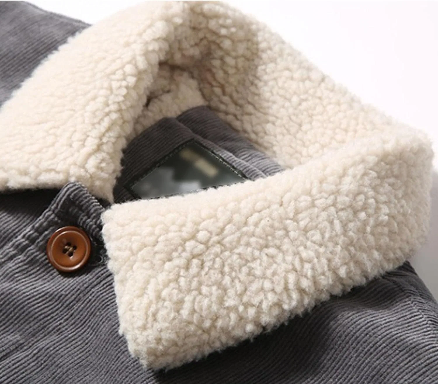 Мужское пальто из вельвета с подкладкой, Corduroy Lined Jacket, серый — фото 2