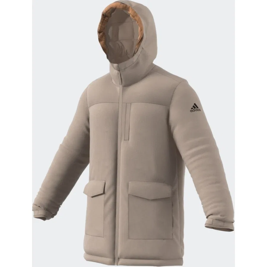 Мужской утепленный пуховик с капюшоном PAVERIC FUR PAR adidas, Бежевый