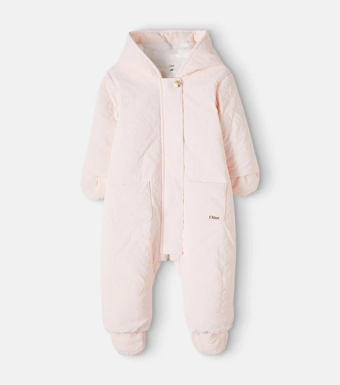 Детский стеганый комбинезон с капюшоном Chloé Kids, розовый