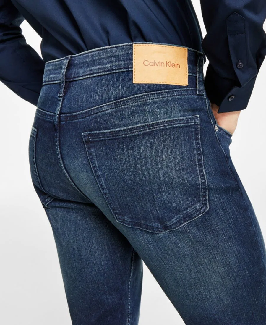Джинсовая куртка-тракер, лонгслив с логотипом и джинсы в комплекте Calvin Klein, Boston Blue — фото 3