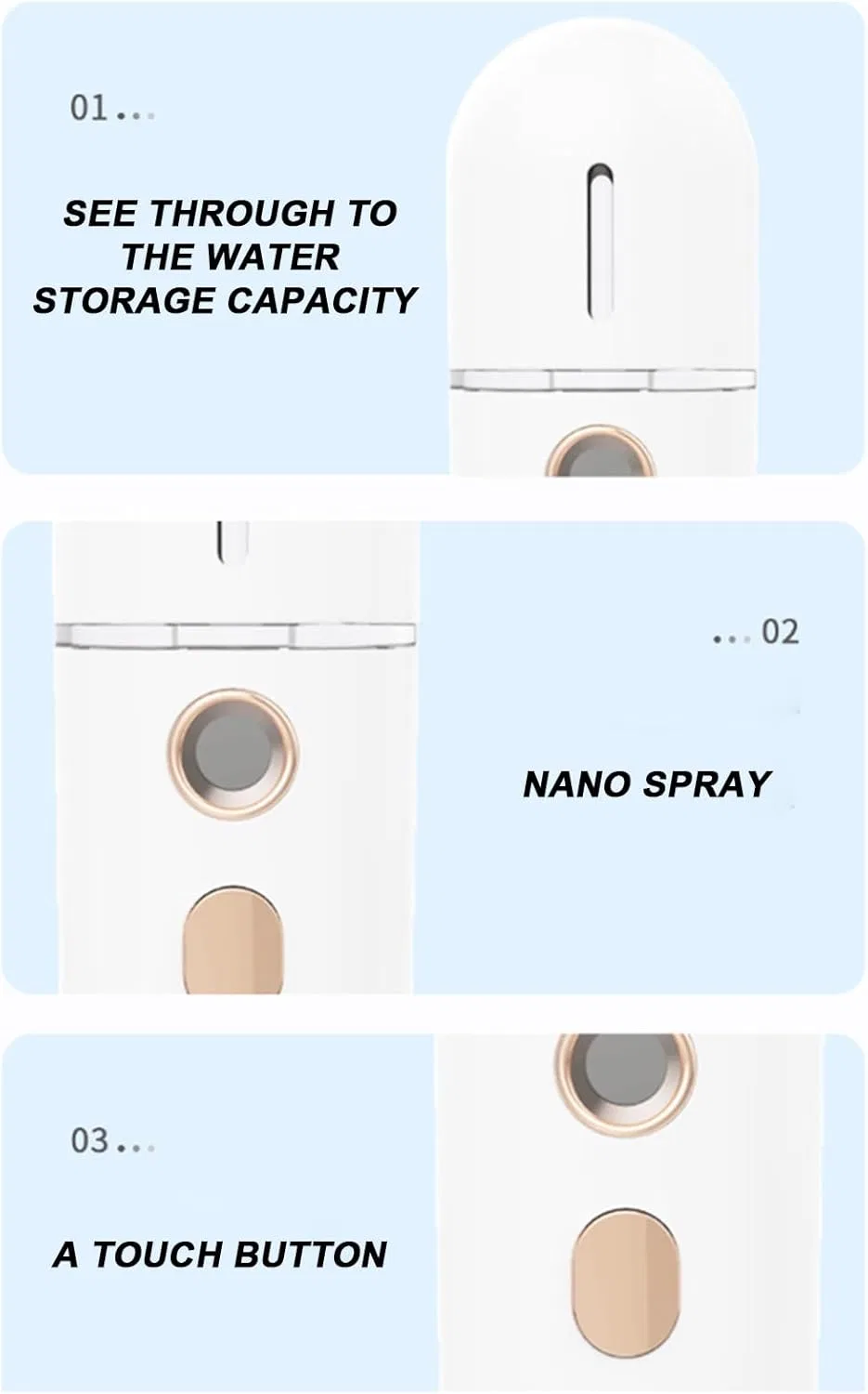 Увлажнитель для лица портативный, Nano Mist Sprayer, Weiß Generisch — фото 3