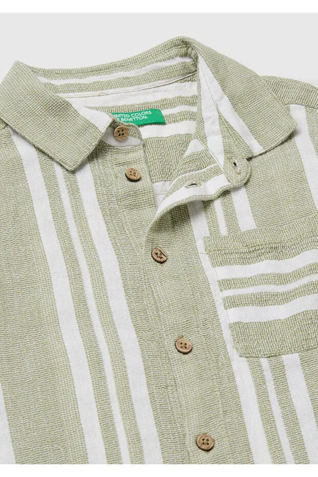 Детская рубашка для мальчиков с коротким рукавом United Colors Of Benetton, Khaki — фото 3