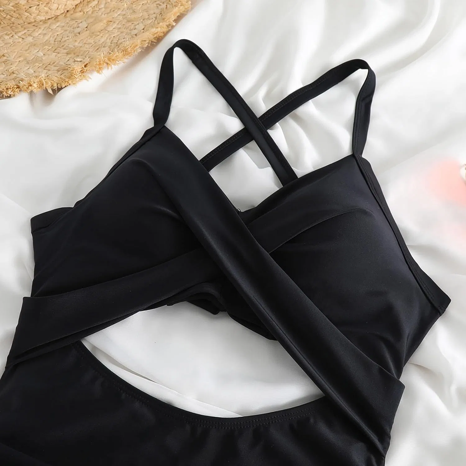 Женский слитный купальник с утяжкой живота Twist Front Monokini, A1-black — фото 4