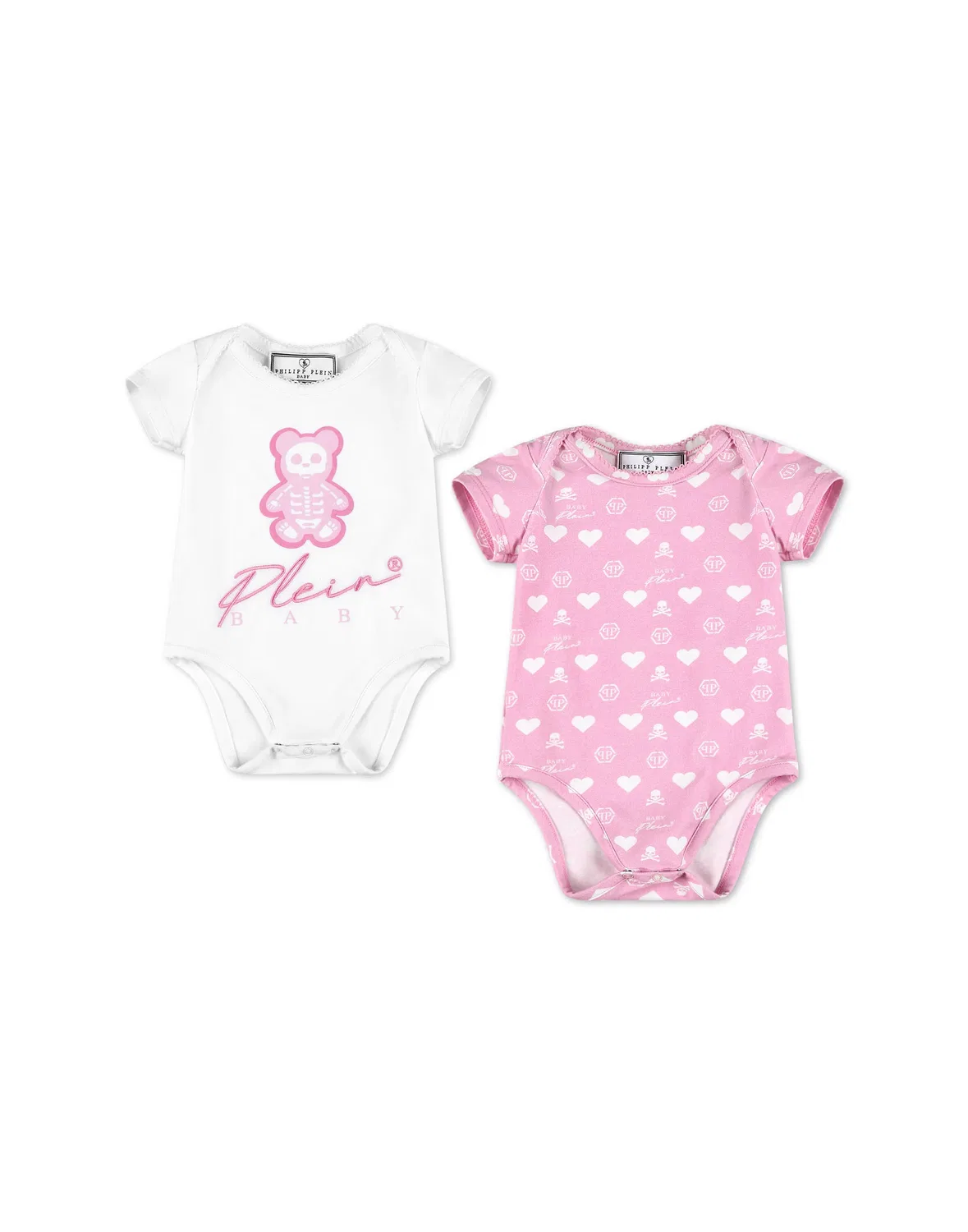 Детский боди-комбинезон из хлопка комплект PHILIPP PLEIN, White/Rose