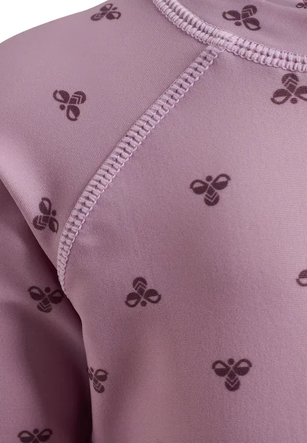 Футболка для плавания Hmlmini bee aop с длинными рукавами, унисекс - рашгард Hummel, лиловый — фото 3