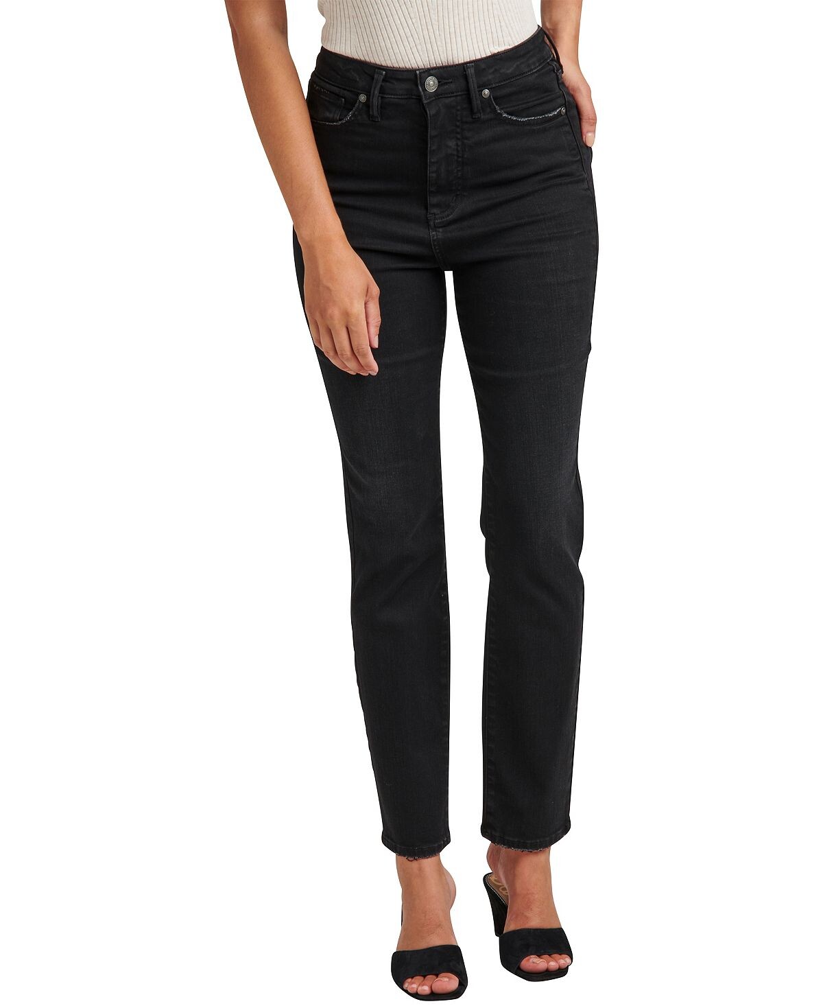 

Женские прямые джинсы с высокой посадкой aikins Silver Jeans Co., черный
