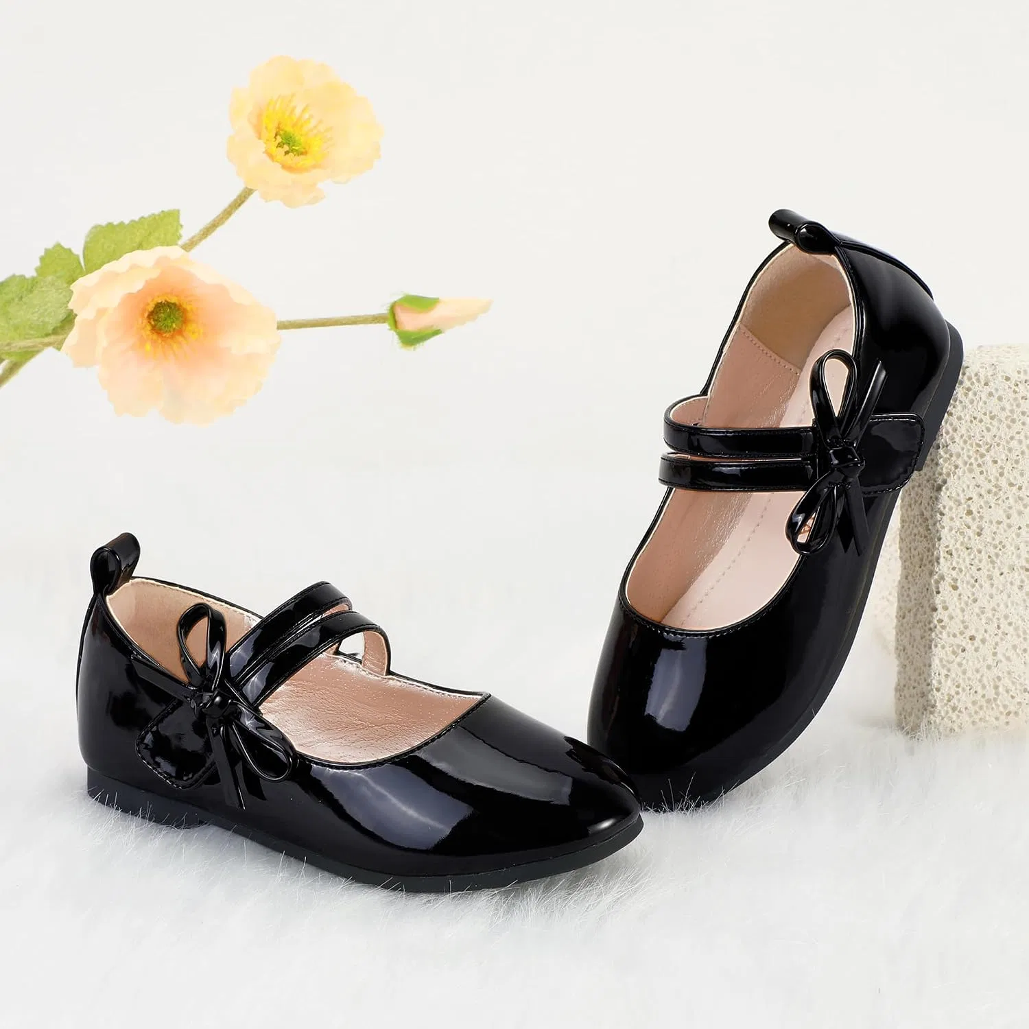 Детские балетки для девочек Mary Jane PANDANINJIA, Black Patent — фото 3