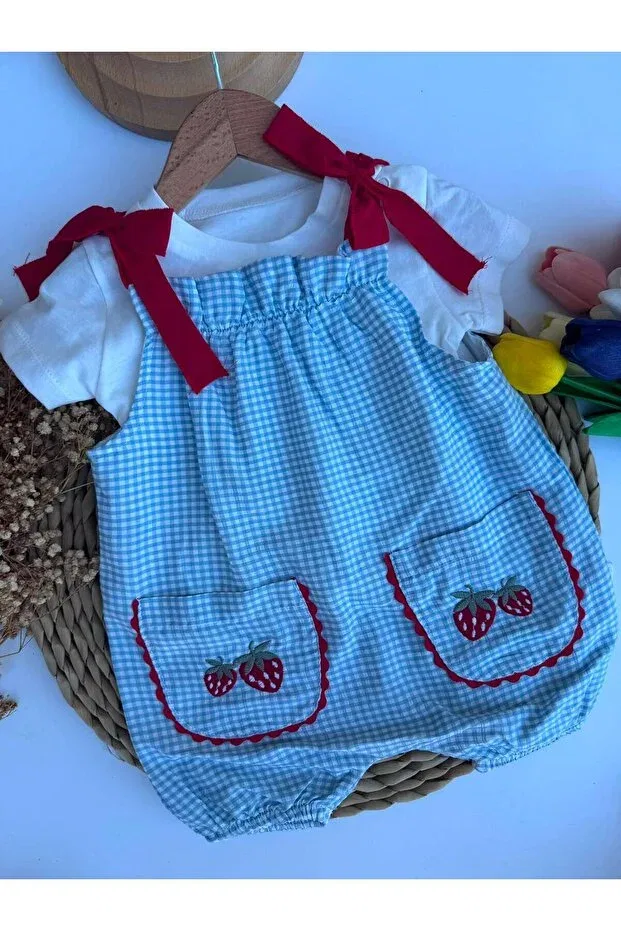 Детский комбинезон для девочек с принтом Bobby Baby, Blue — фото 4
