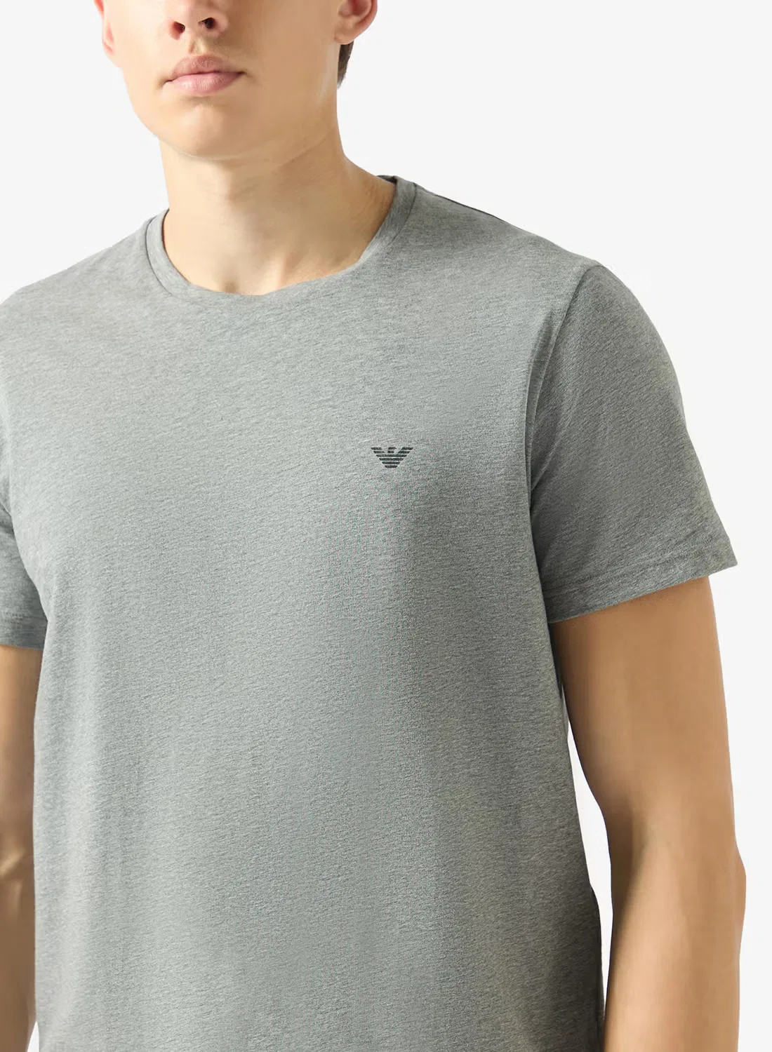 Футболка с логотипом, комплект из 2 штук, Emporio Armani, серый меланж — фото 3