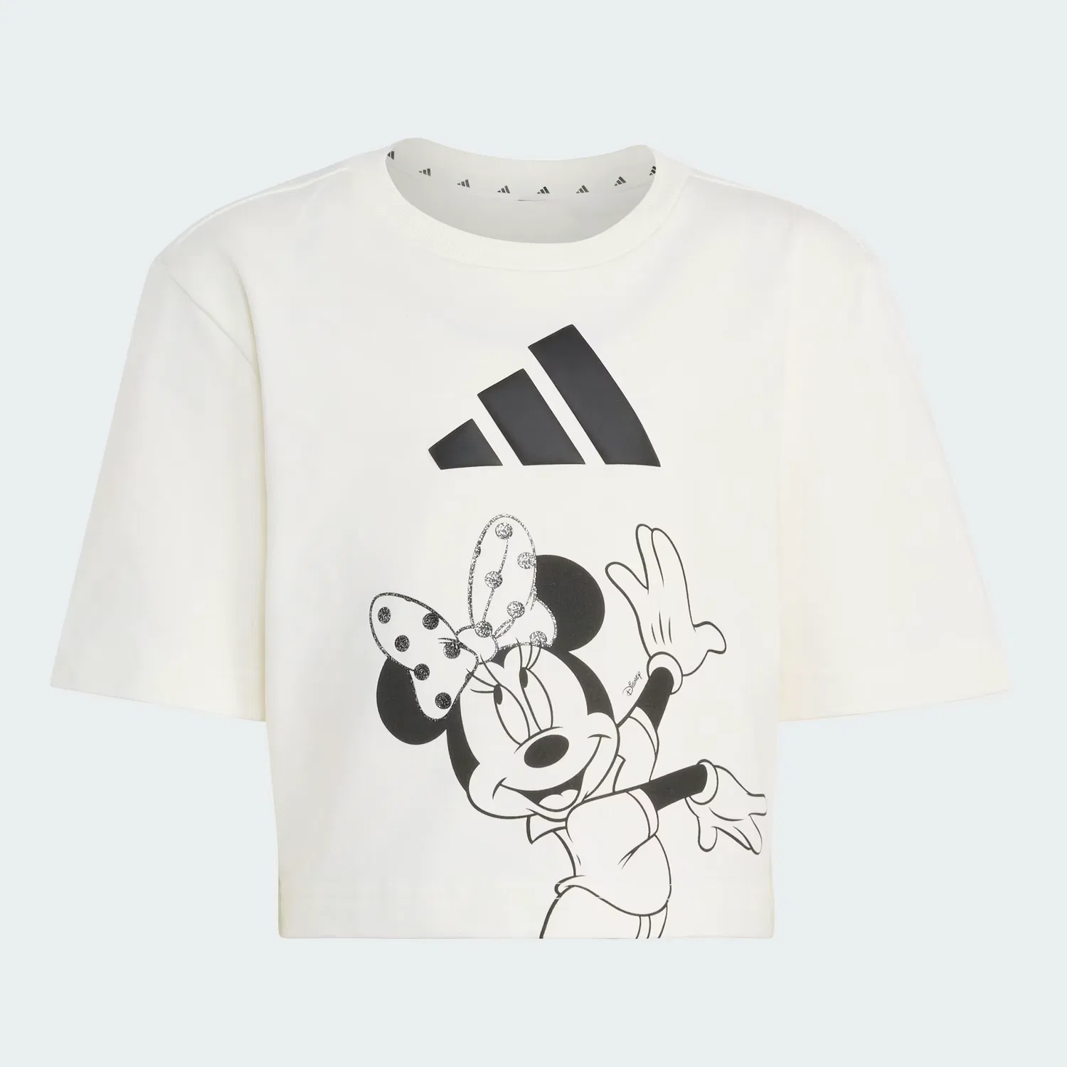 Детская футболка свободного кроя Disney Minnie Mouse Adidas Sportswear, бело-черный — фото 4
