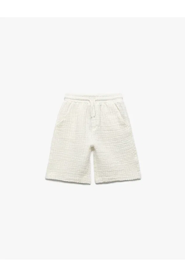 Детские шорты для мальчиков хлопковые Straight Leg Koton, Ecru Patterned