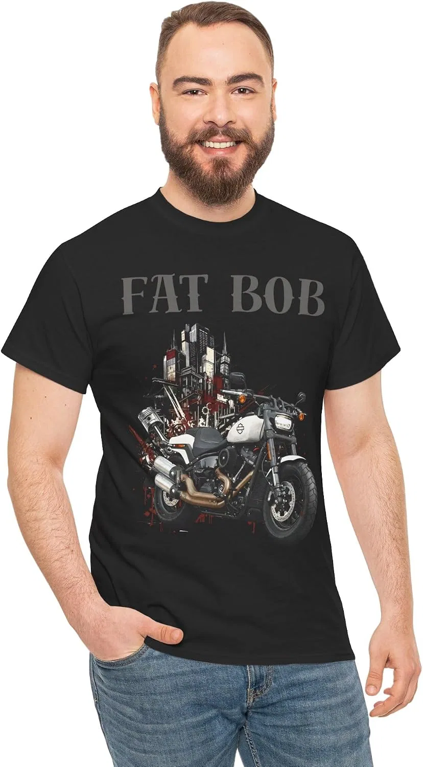 Женская футболка с принтом Harley Fat Bob GENERIC, Black — фото 2