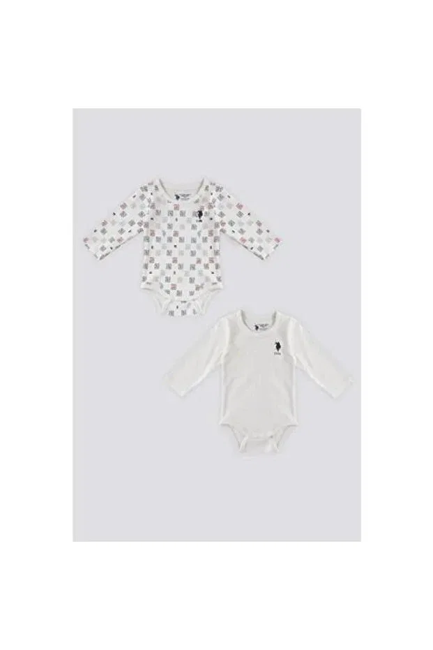 Детский комплект боди для мальчиков с длинным рукавом U.S. Polo Assn., Cream