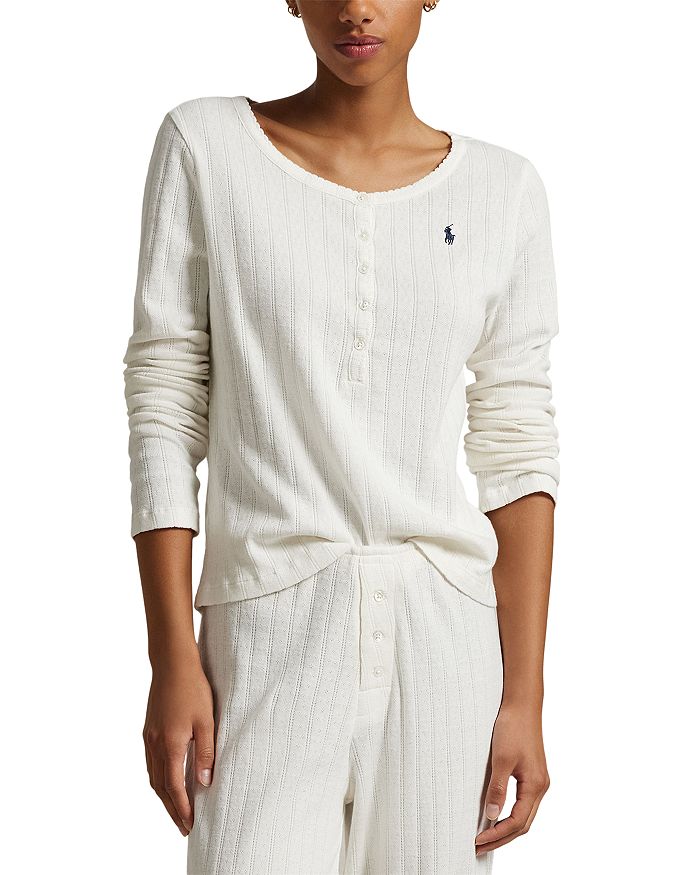 Пижамный комплект с широкими штанинами Henley Polo Ralph Lauren, белый — фото 2
