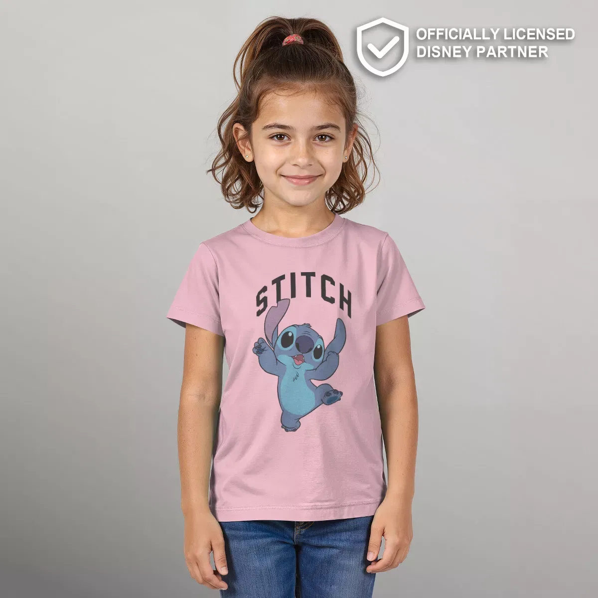 Детская футболка с принтом Jumping Stitch Lilo & Stitch, Light Pink — фото 2