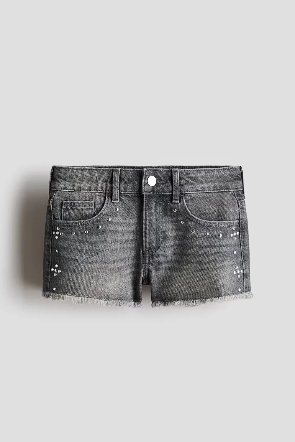 Джинсовые шорты с вышивкой H&M, Denimgrau/Nieten